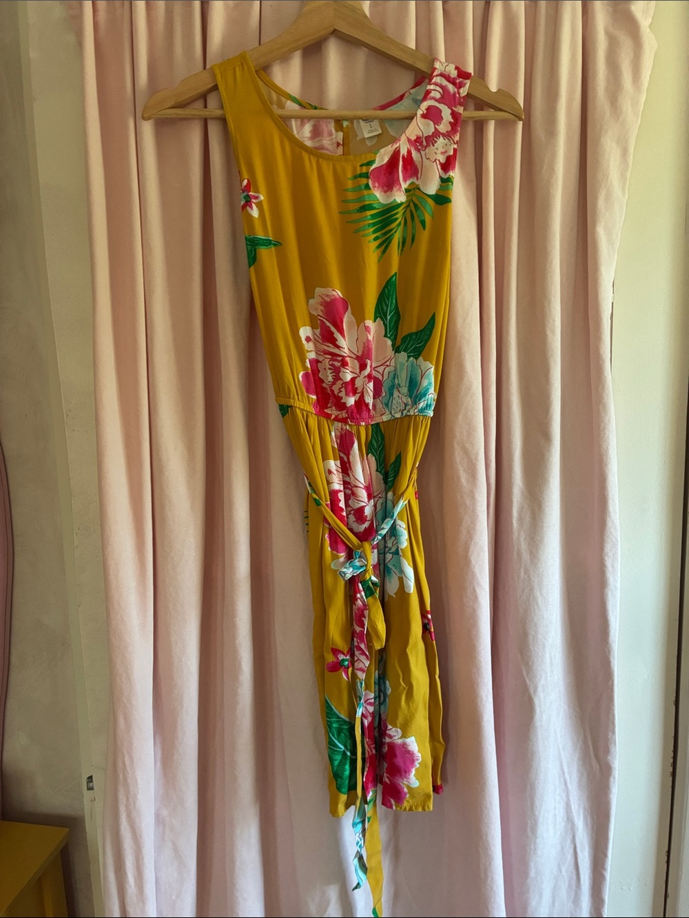 Old Navy Mustard Yellow Floral Midi Dress